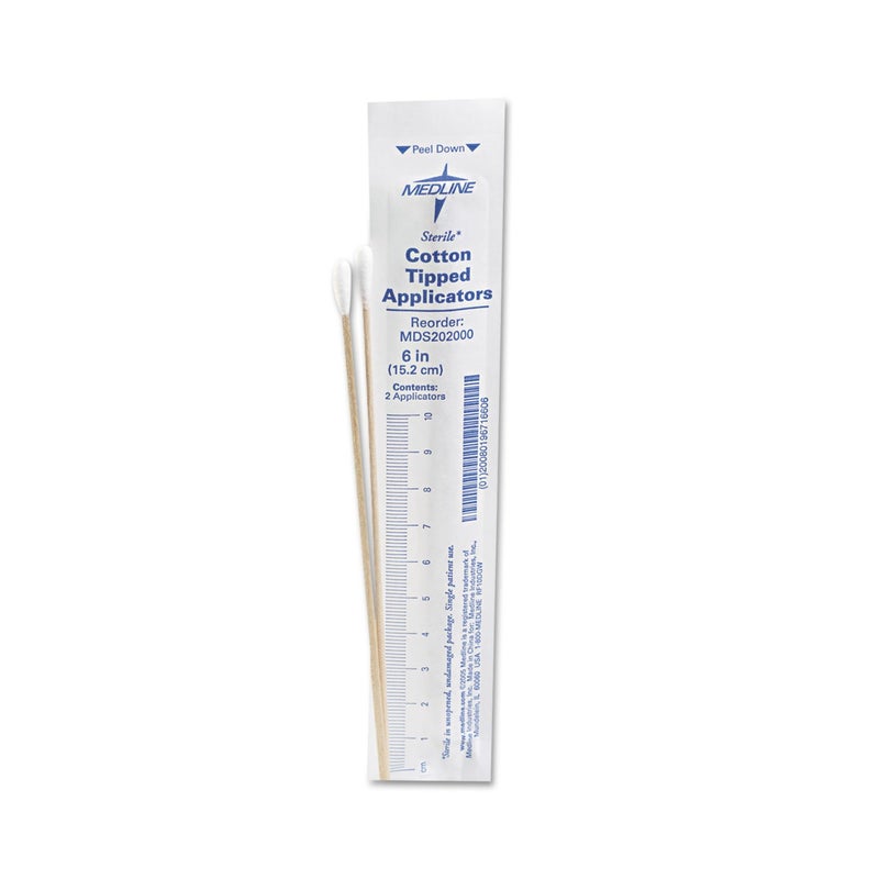 Medline MDS202000 Sterile Cotton-Tipped Applicators White Pack of 200 - Image 2
