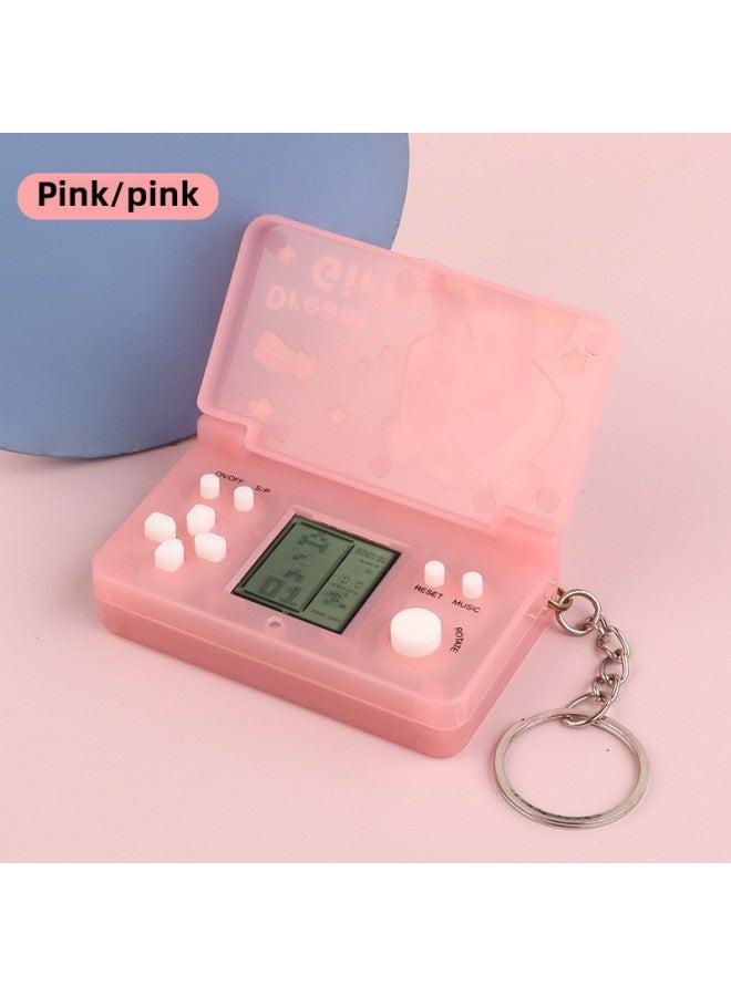 Creative Flip Game Tetris Game Nostalgic Toy Keychain Pendant Accessories Gift Wholesale-Color:Flip Game Console-pink  - Image 1