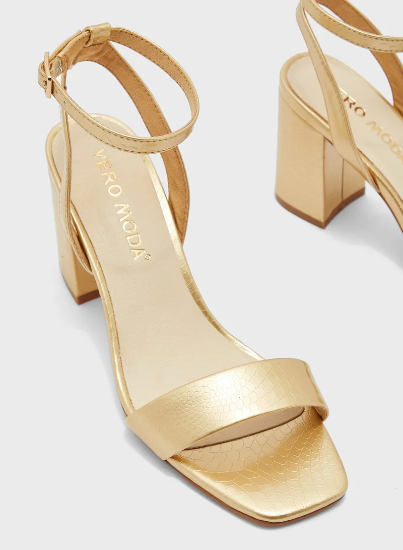 VERO MODA Liva Ankle Strap Mid Heel Sandals