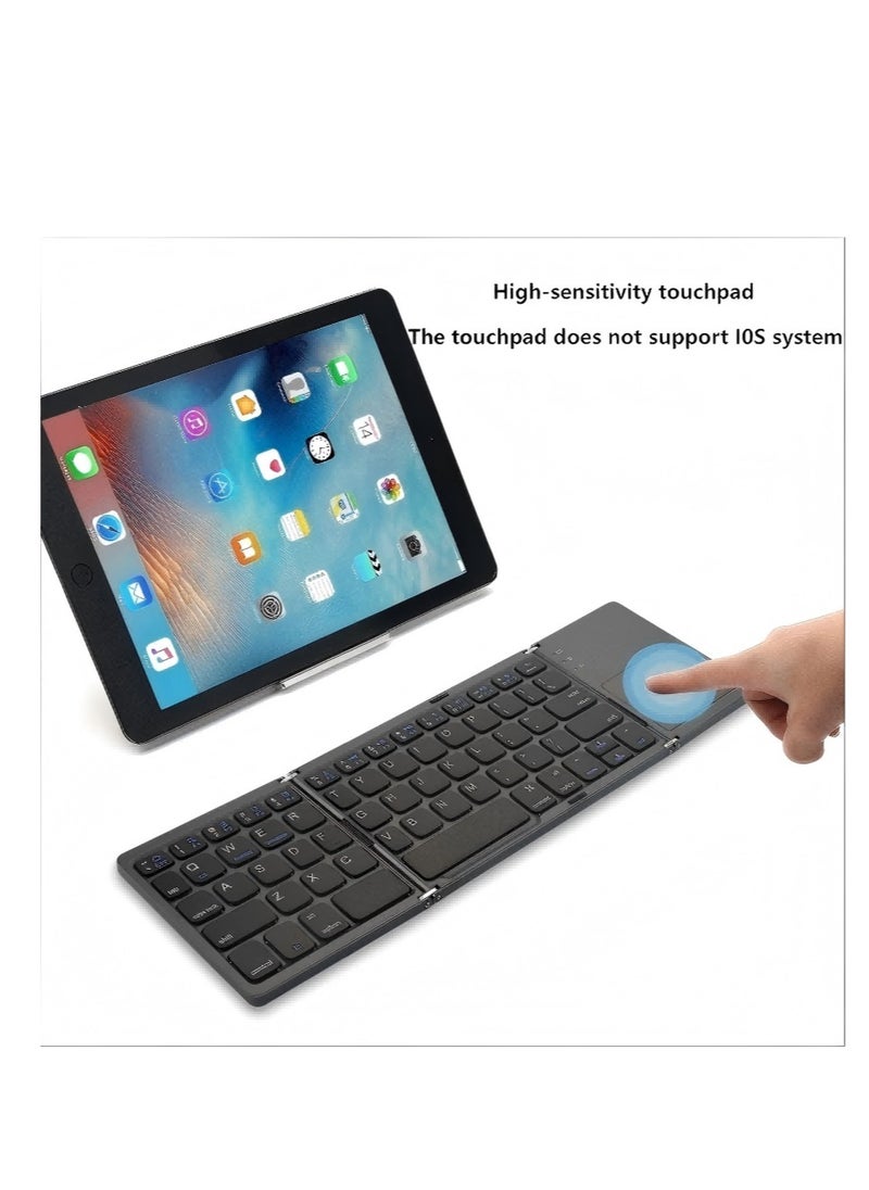Beautiful Foldable Keyboard B033 Wireless Mini Triple Folding C-Port Bluetooth Keyboard with Touchpad Keyboard  - Image 1