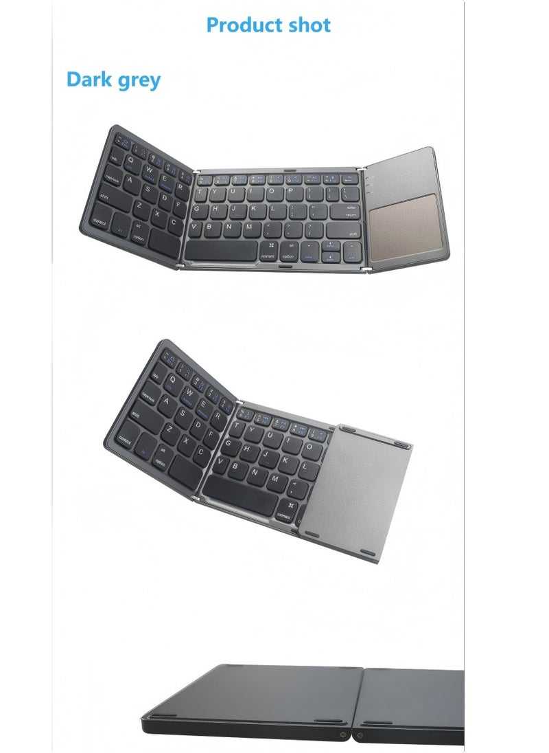 Beautiful Foldable Keyboard B033 Wireless Mini Triple Folding C-Port Bluetooth Keyboard with Touchpad Keyboard  - Image 2