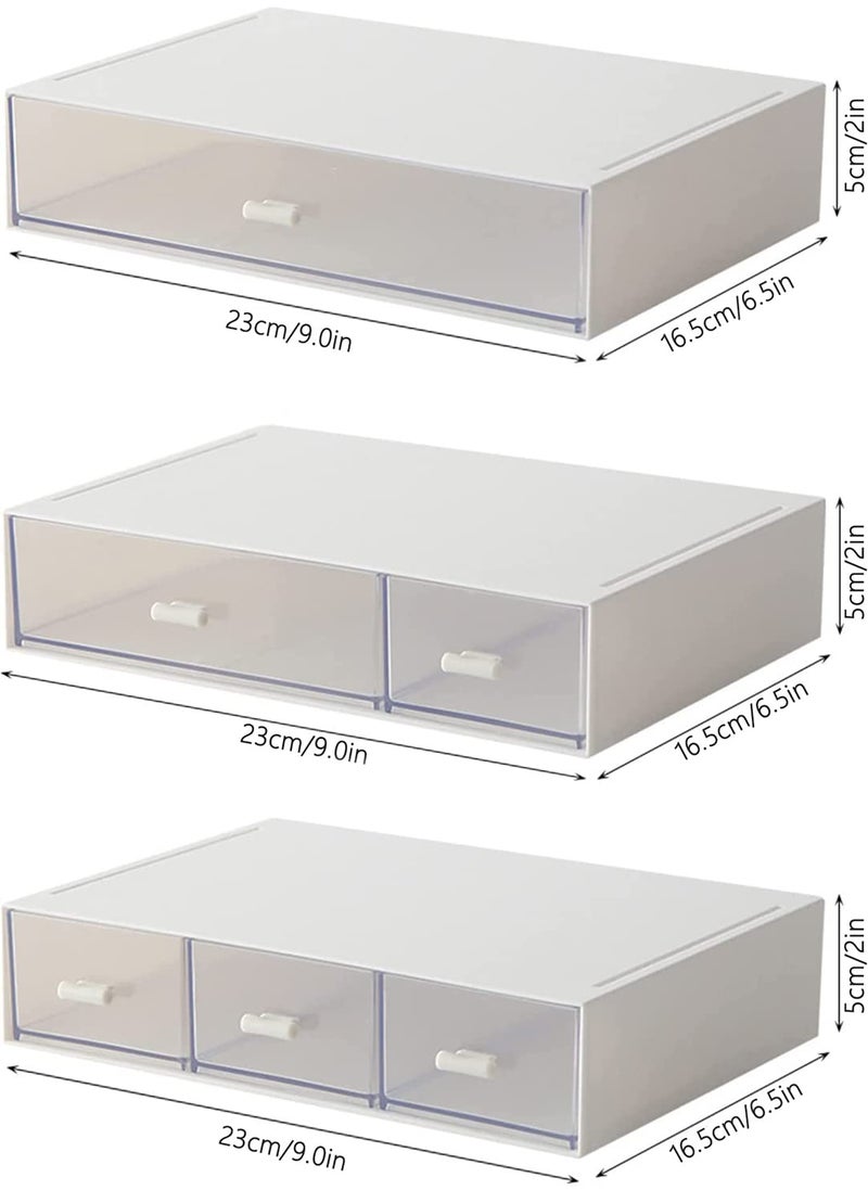 kulusion Desk Organizer-3 Tier Stackable Storage Drawers with 6 Compartments White Compact Desk Storage Drawers Great for Makeup Storage Bathroom Organization Accessories Etc (White) - Image 3