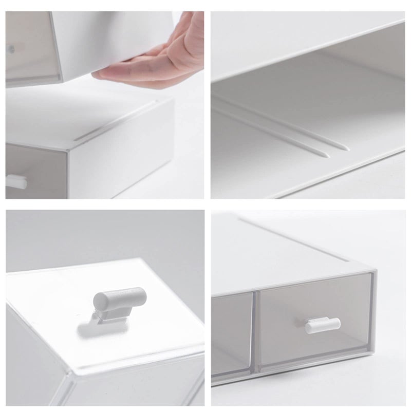 kulusion Desk Organizer-3 Tier Stackable Storage Drawers with 6 Compartments White Compact Desk Storage Drawers Great for Makeup Storage Bathroom Organization Accessories Etc (White) - Image 4