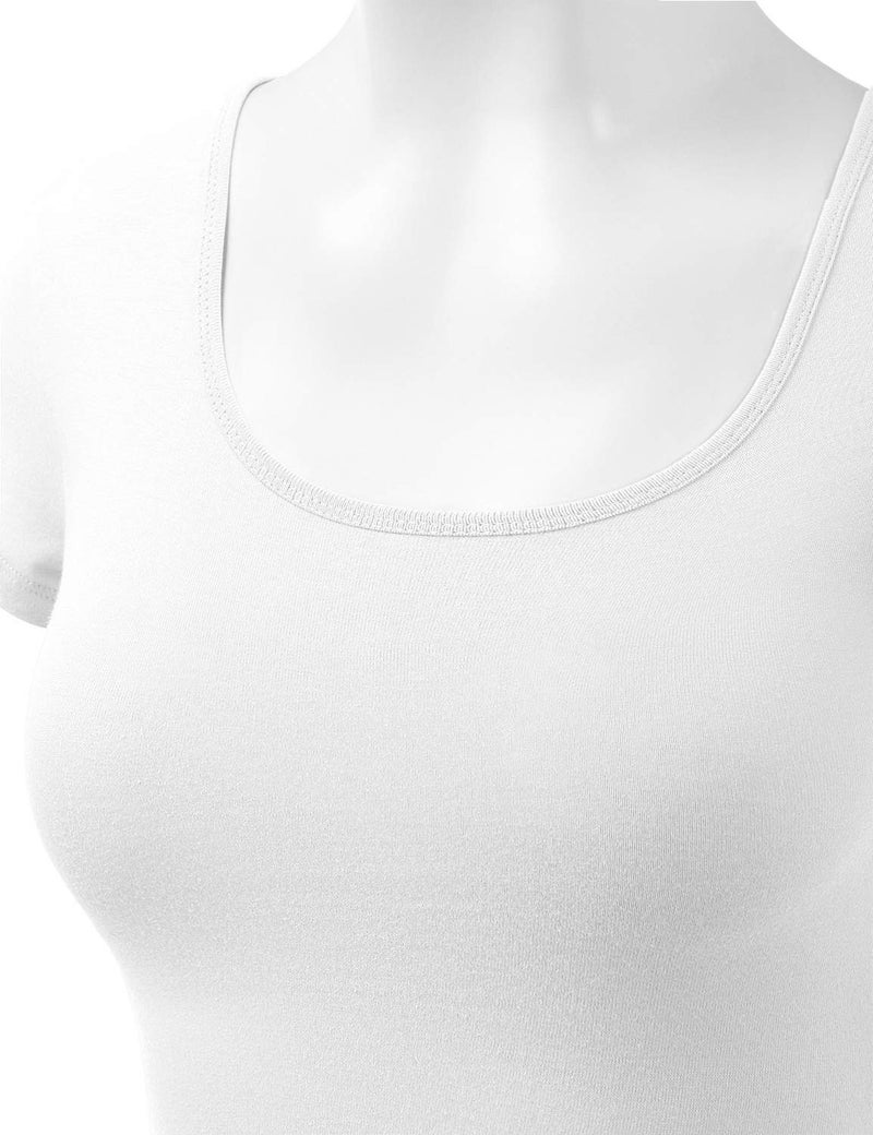 HATOPANTS Women's Cotton Basic Scoop Neck Crop Tops Short Sleeve Tops White S - Image 5