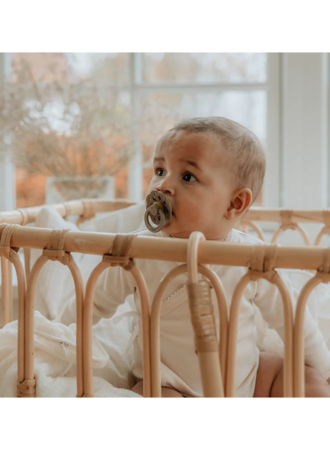 بيبس Baby Pacifier Boheme, Made with Natural Rubber Latex, Round Nipple, Mouth Skin Sensitive, Soft, Flexible, For Babies Aged Upto 6 Months, BPA-free, Woodchuck/ Blush Colour, Pack of 2, Size 1