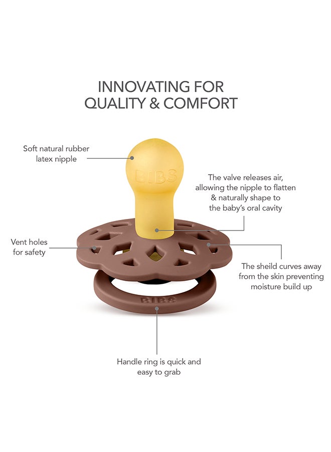 بيبس لهاية أطفال مطاط طبيعي، حلمة دائرية، للبشرة الحساسة، ناعمة ومرنة، حتى ٦ أشهر، خالية من ، لون خشب الأرضوردي، عبوة من قطعتين، مقاس ١ - Image 3