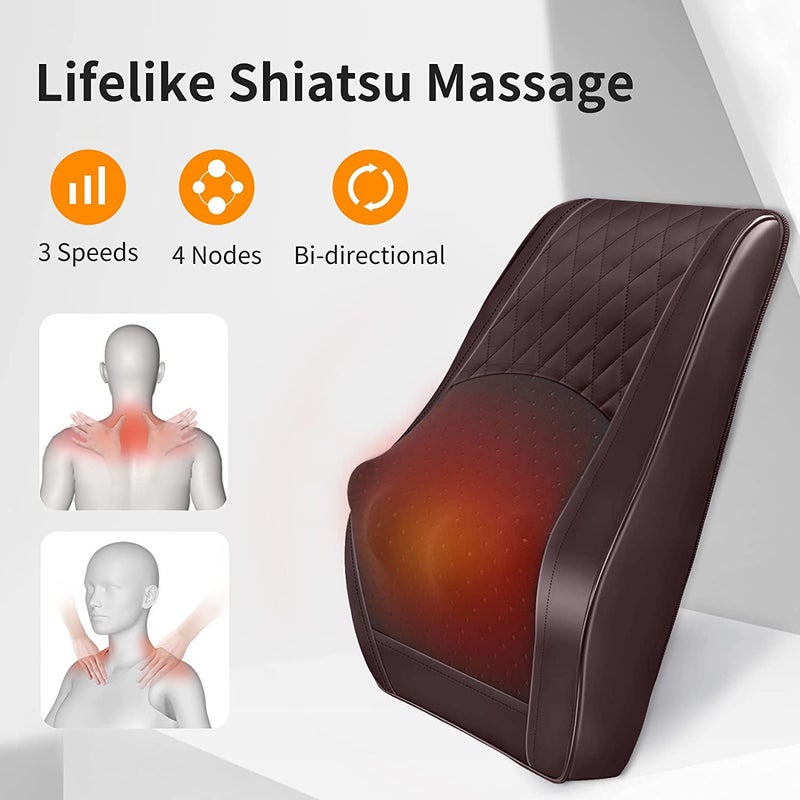 Boriwat Back Massager Neck Massager with Heat, Shiatsu Massage Pillow for Pain Relief, Massagers for Neck and Back, Shoulder, Leg, Christmas Gifts for Men Women Mom Dad, Stress Relax at Home Office and Car - Image 4