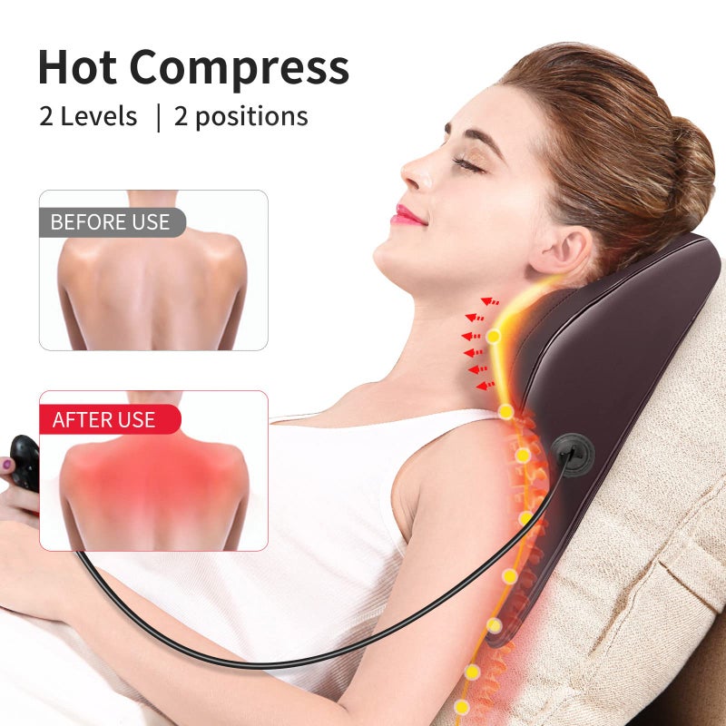 Boriwat Back Massager Neck Massager with Heat, Shiatsu Massage Pillow for Pain Relief, Massagers for Neck and Back, Shoulder, Leg, Christmas Gifts for Men Women Mom Dad, Stress Relax at Home Office and Car - Image 3