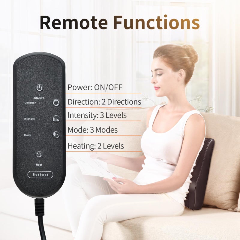 Boriwat Back Massager Neck Massager with Heat, Shiatsu Massage Pillow for Pain Relief, Massagers for Neck and Back, Shoulder, Leg, Christmas Gifts for Men Women Mom Dad, Stress Relax at Home Office and Car - Image 5