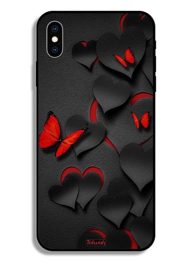 Tolwak Apple iPhone XS Protective Case Hearts And Butterflies Pattern - Image 2