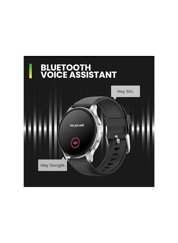 Pop 3R Smart Watch,1.43" AMOLED Display, Bluetooth Calling, SpO2, 12-Day Battery Life, AI Voice Assistance, 100 Sports Modes, 24H HR Monitor(Metallic Black)|1 year manufacturer warranty  - Image 1