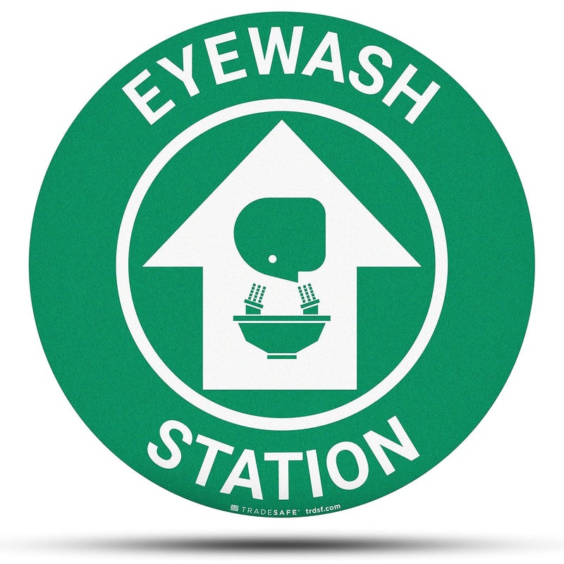 TRADESAFE Eye Wash Station Anti-Slip Floor Sticker - Emergency Eyewash Station Sign, Peel and Stick Adhesive Vinyl Sign, ANSI-Compliant, 17” Diameter Round Sticker - Image 1