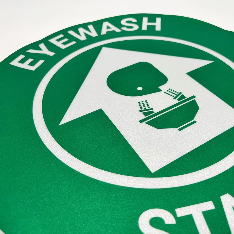 TRADESAFE Eye Wash Station Anti-Slip Floor Sticker - Emergency Eyewash Station Sign, Peel and Stick Adhesive Vinyl Sign, ANSI-Compliant, 17” Diameter Round Sticker - Image 3