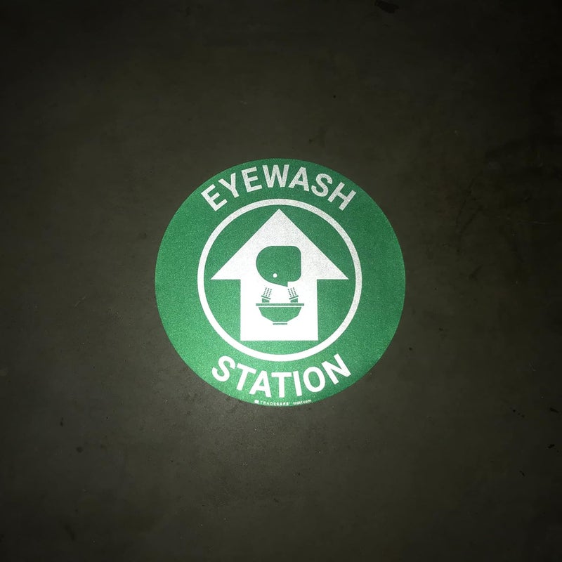 TRADESAFE Eye Wash Station Anti-Slip Floor Sticker - Emergency Eyewash Station Sign, Peel and Stick Adhesive Vinyl Sign, ANSI-Compliant, 17” Diameter Round Sticker - Image 4