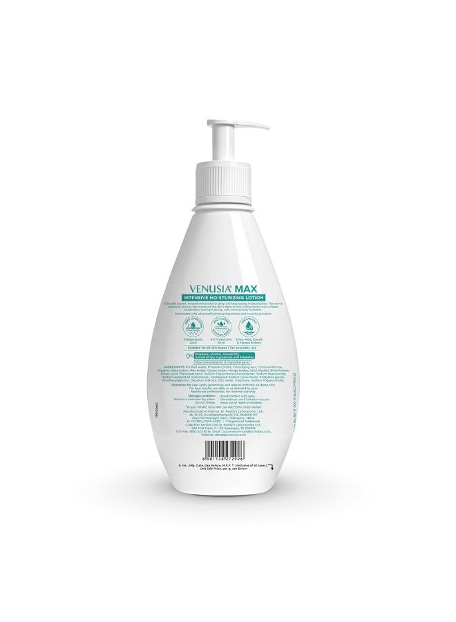 VENUSIA Dr. Reddy's Venusia Max Intensive Moisturizing Lotion | Enriched with 4D Hyaluronic Acid & Polyglutamic Acid | Clinically Proven Deep Penetration for Long lasting hydration | For Face & Body | Moisture Lock with Shea, Cocoa, Mango, and Aloe Butter |No.1 Dermatologist Recommended Brand | Normal to Dry Skin | 500 g - Image 2
