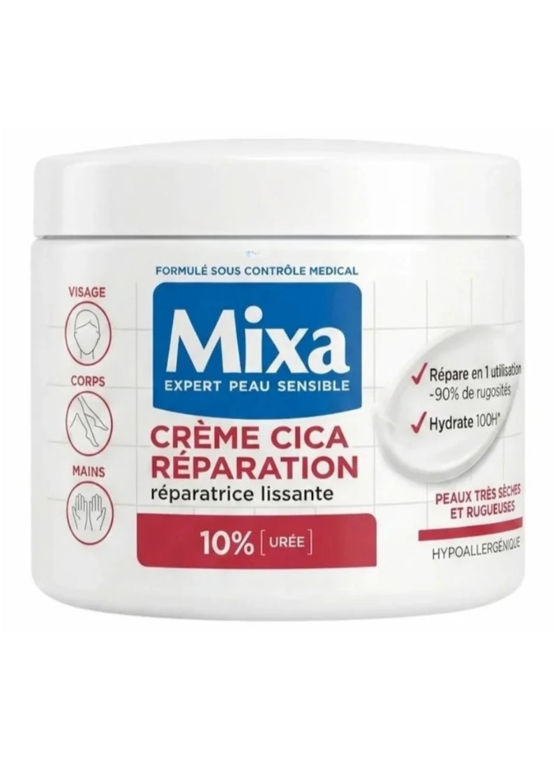 Mixa Cica Reparation Body Cream 400ml – 10% Urea + Panthenol for Very Dry Skin, Deep Hydration & Smoother Skin - Image 1