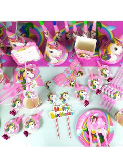 Chabeia 139PCS Unicorn Birthday Decorations and Tableware Kit – Complete Unicorn Party Supplies Set for Girls, Amazing Party Decorations for a Unique Birthday Celebration  - Image 3