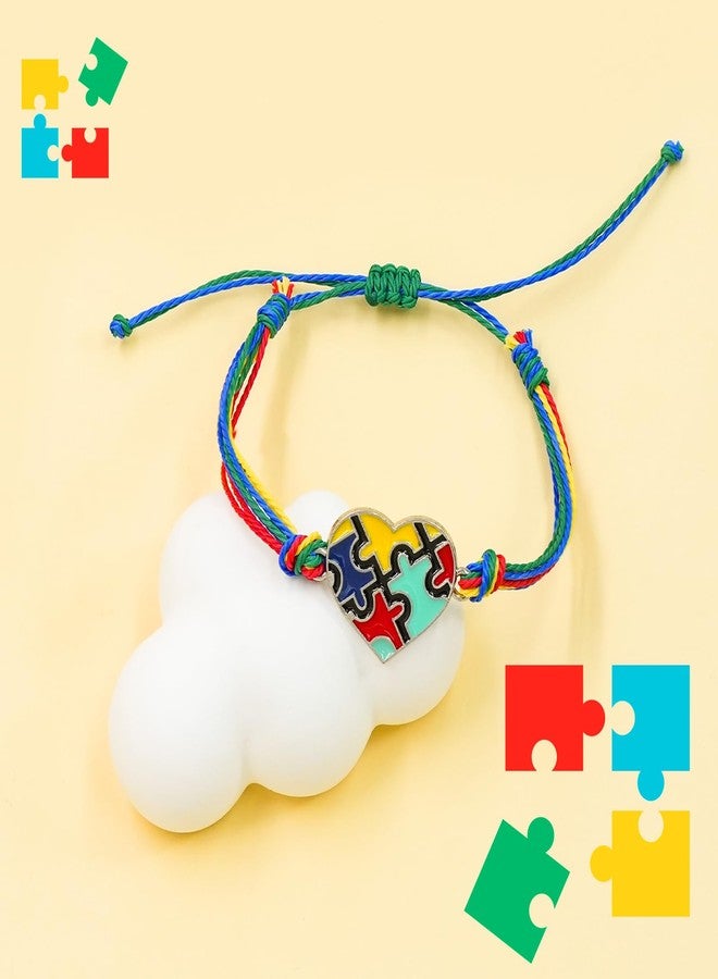 yfstyle Autism Awareness Bracelets Handmade Adjustable String Autism Heart Puzzle Bracelet Autismo Month Accessories Gifts Heart - Image 5