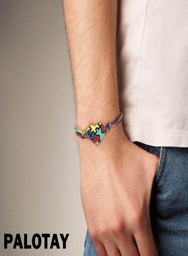 yfstyle Autism Awareness Bracelets Handmade Adjustable String Autism Heart Puzzle Bracelet Autismo Month Accessories Gifts Heart - Image 4