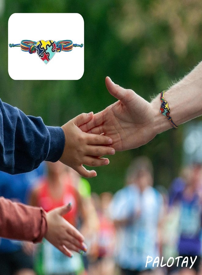 yfstyle Autism Awareness Bracelets Handmade Adjustable String Autism Heart Puzzle Bracelet Autismo Month Accessories Gifts Heart - Image 2