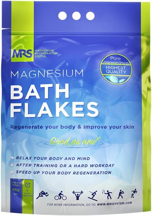 MRS Finest Magnesium Bath Flakes Epsom Salt Bath Salts Body Muscle and Foot Soak Regenerate Body and Mind Mined in Germany Ancient Zechstein Seabed MRS Magnesium Regeneration System 4kg 880 lb