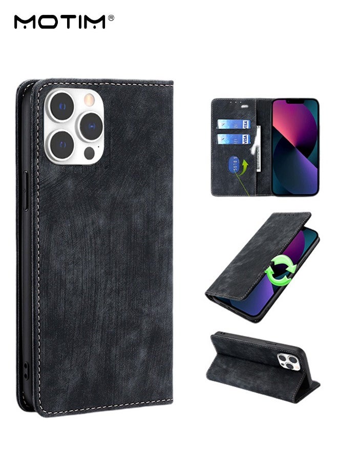 Motim - Iphone 14 Pro /14 Pro Max Wallet Case with Card Holders, Vintage Slim Leather Magnetic Case Shockproof Hard Protective Phone Case with Pocket and Stand, Iphone 14 Pro /14 Pro Max Case Cover - Image 1