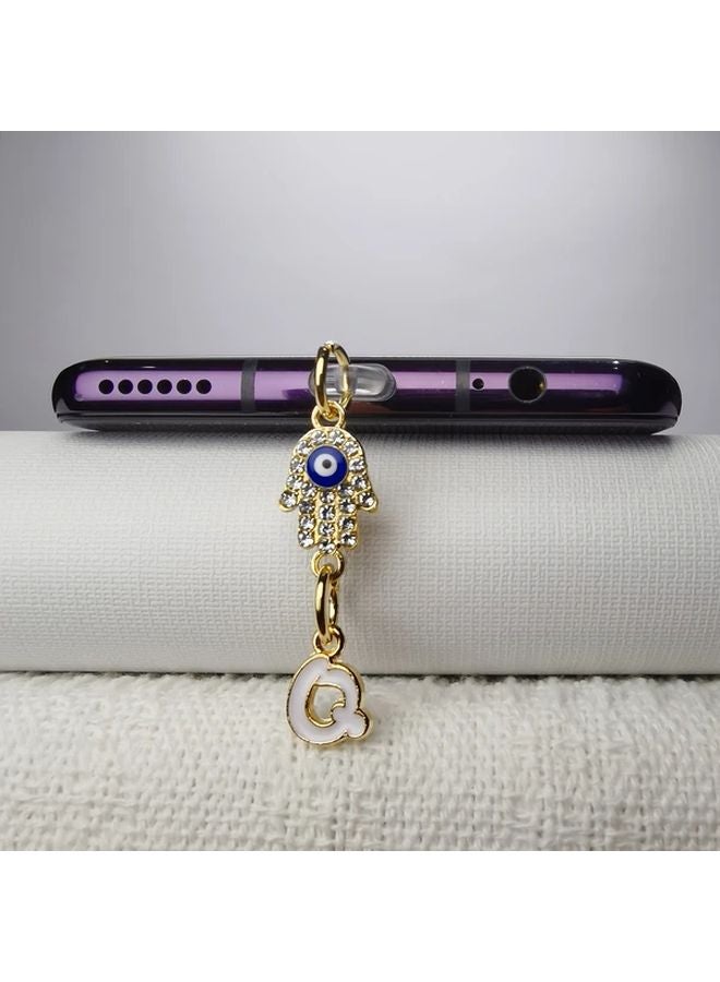 Devil Eye Flower Letter Q Phone Dust Plug for iPhone 5-14 - Image 1