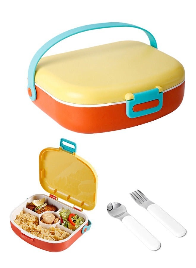 kids bento lunch box lunch containers for school with 4 compartments utensils sauce container and handle 1300ml - Image 1