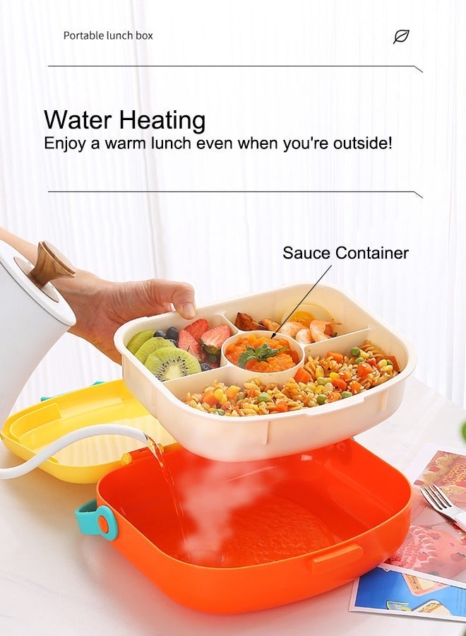 kids bento lunch box lunch containers for school with 4 compartments utensils sauce container and handle 1300ml - Image 5