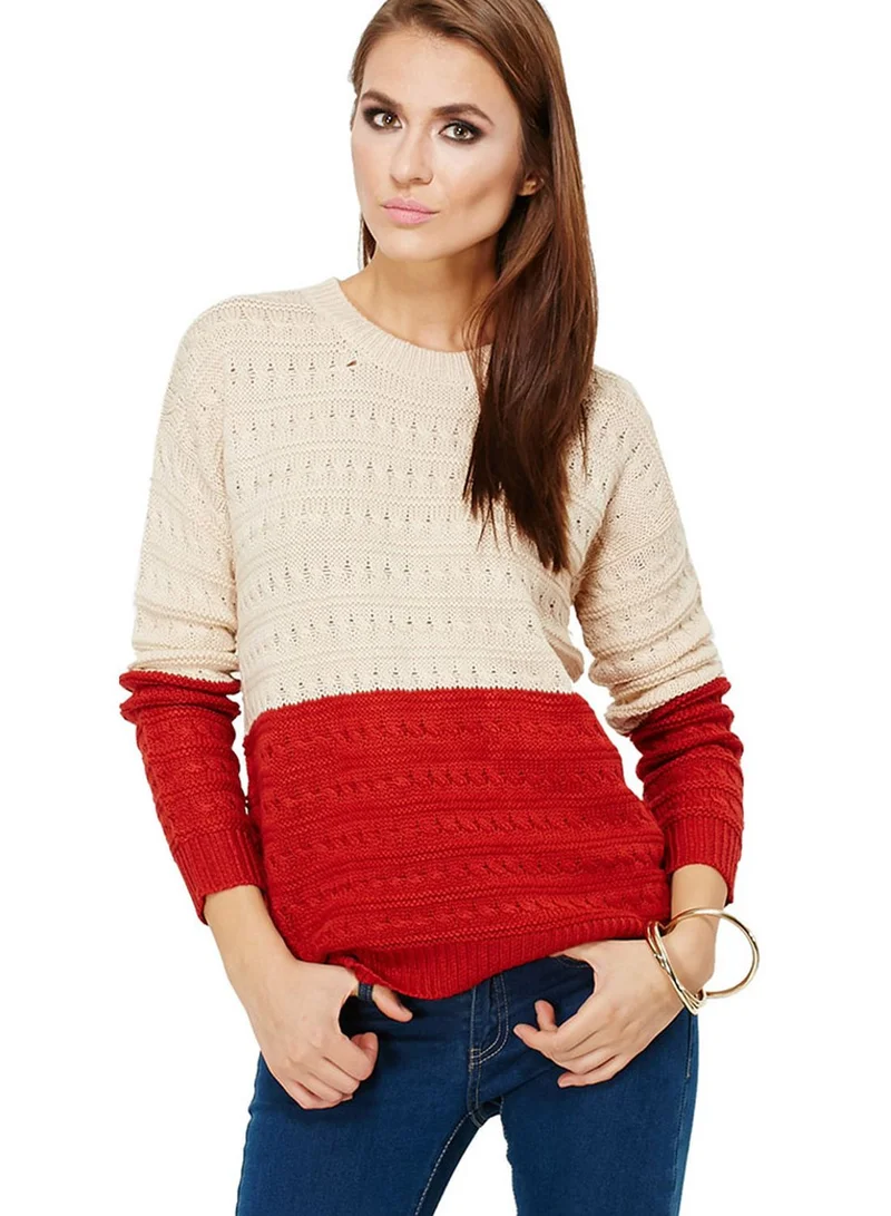 Lumière Timing Colour Block Knitted Sweater