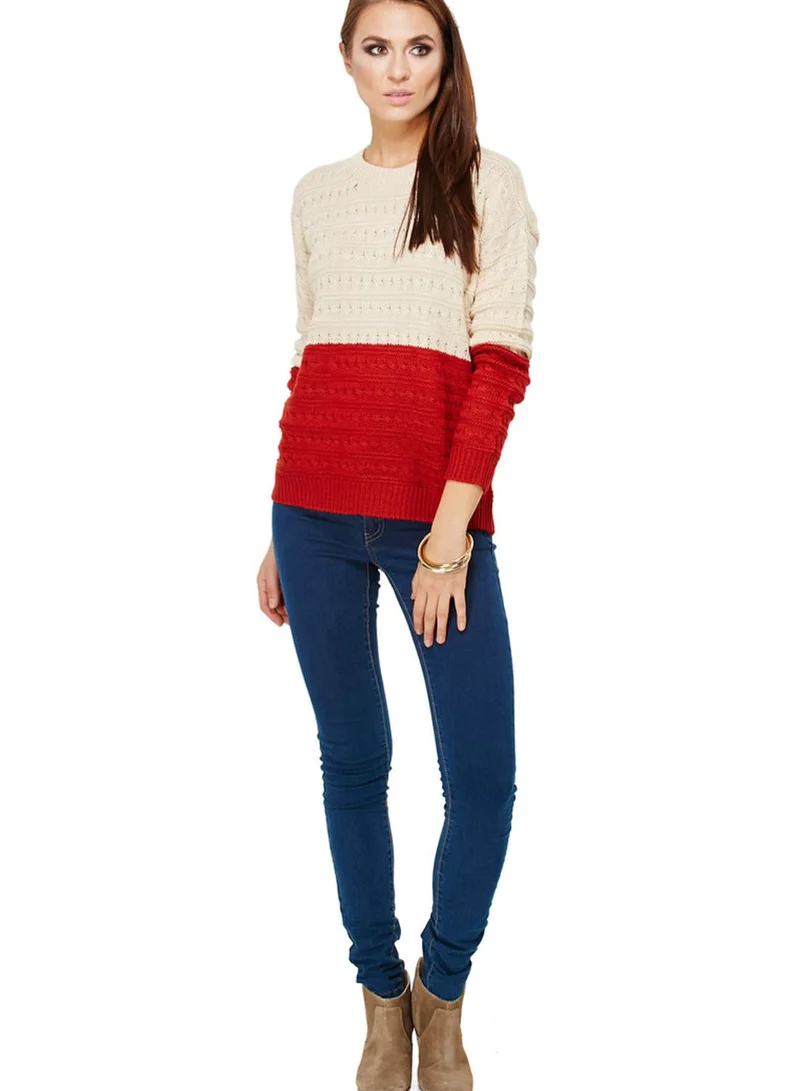 Lumière Timing Colour Block Knitted Sweater