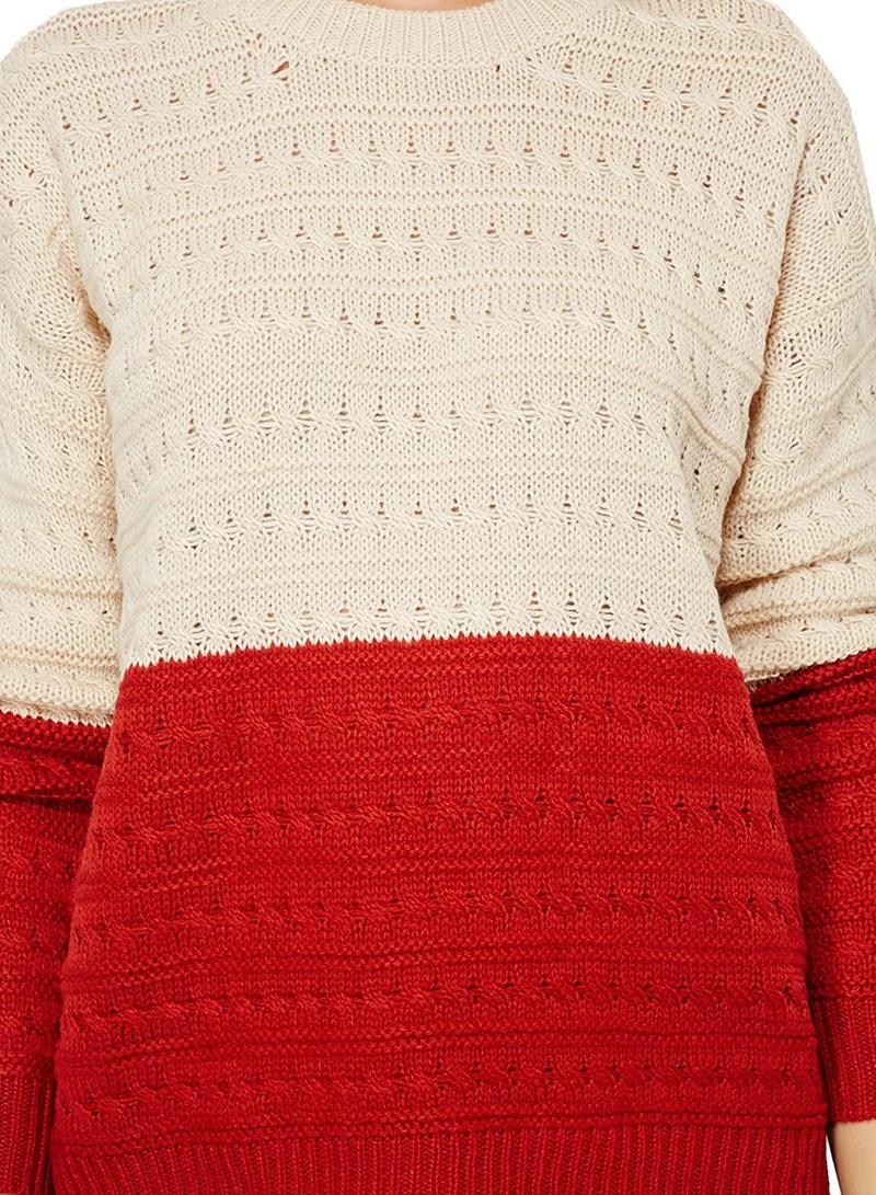 Lumière Timing Colour Block Knitted Sweater
