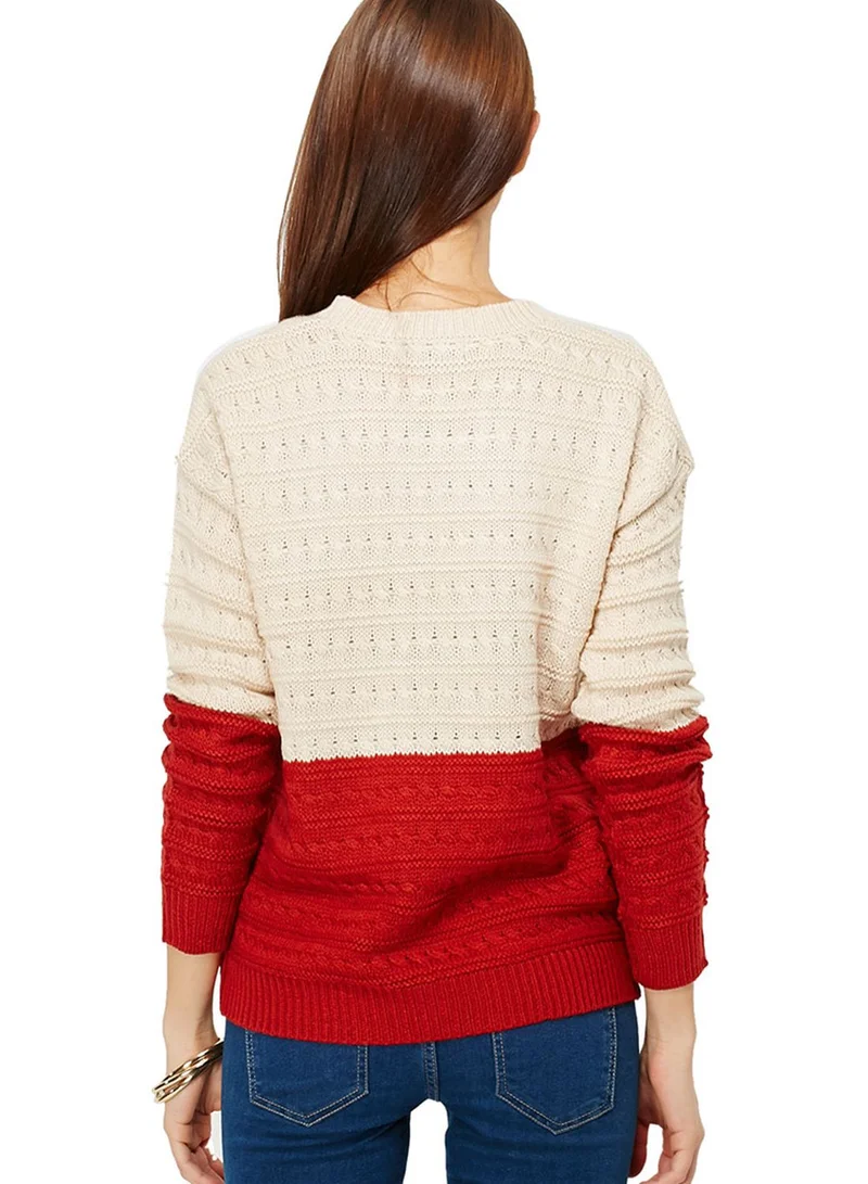 Lumière Timing Colour Block Knitted Sweater