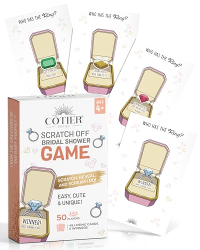 COTIER BRAND Who Has The Ring Bridal Shower Scratch Off Game - Hilarious Losing Phrases on Ticket Cards - Easy to Play - Funny Wedding Shower or Fun Engagement Party Game Idea for 30 Guests - Image 1