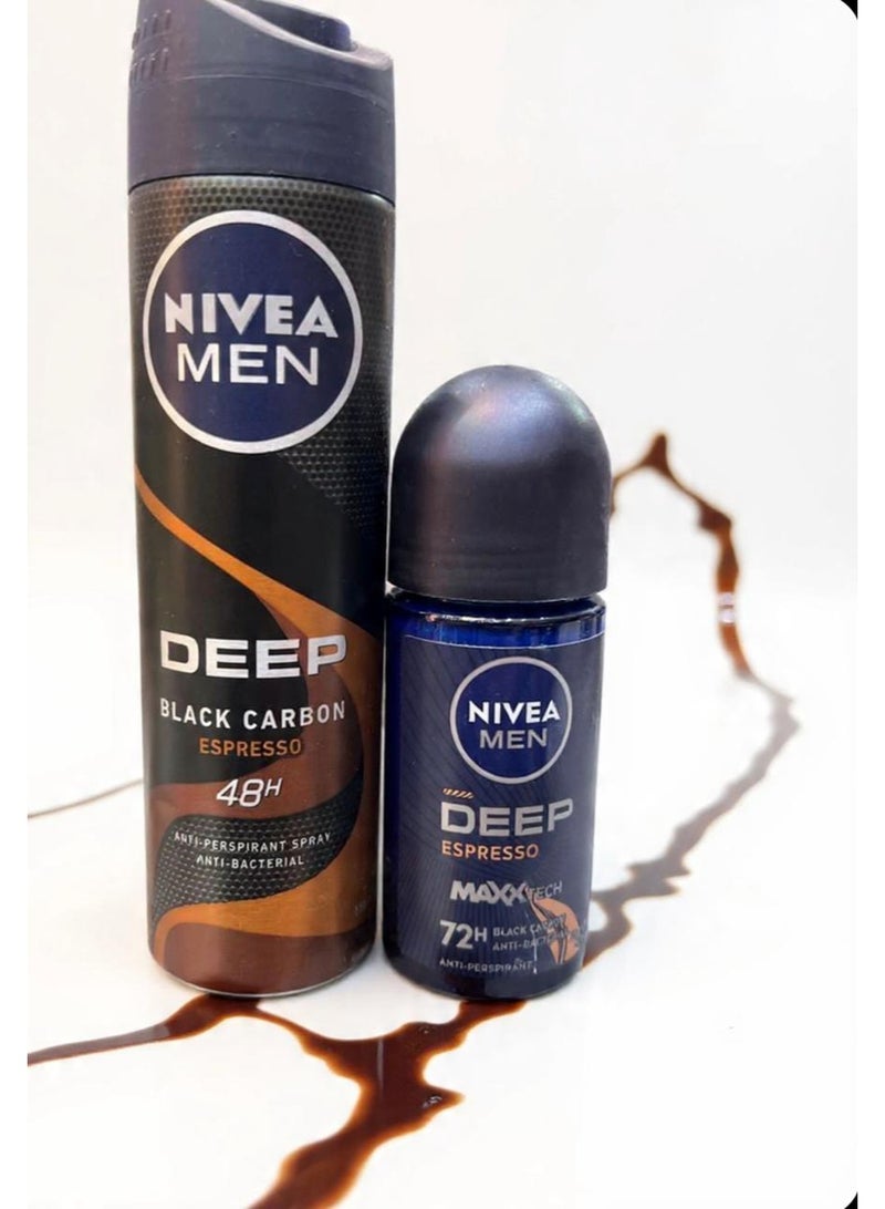 NIVEA MEN DEEP BLACK CARBON ESPRESSO SPRAY  150 ML + DEEP ESPRESSO ROLL-ON -50 ML -SET - Image 2