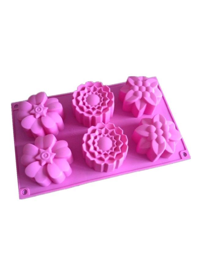 NIBEMINENT 6-Cavities 3D Flower Cup Cake Mold Multicolour 27x17x4cm