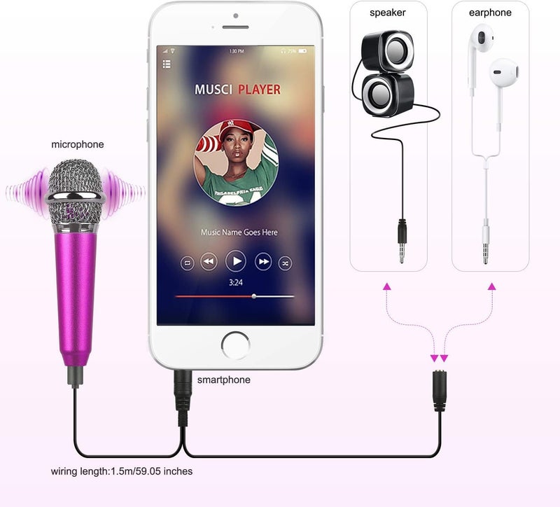 Uniwit Mini Portable Vocal/Instrument Microphone for Voice Video Recording Singing,Vlogging, Podcasting, Tiny Microphone for iPhone Android Phone Computer Latop Notebook Tablet iPad(Rose Red) - Image 3