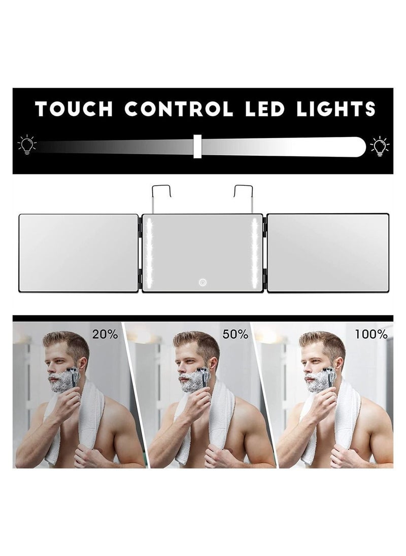 Y&D 3 Way Barber Mirror,LED Light, 360 Degree Mirror for Men,USB with Height Adjustable Telescoping Hook,Suitable Hair Cutting, Hairstyling, Shaving, Grooming, Coloring and Makeup  - Image 4