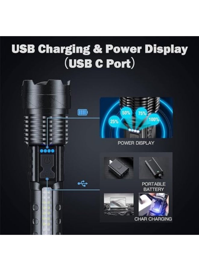 Flashlight LED Rechargeable,Torch Light,10000Lumens with 7 Light Modes Flash Light,IPX6 Waterproof,Zoomable,Handheld Emergency Light for Outdoor Camping Hiking - Image 3