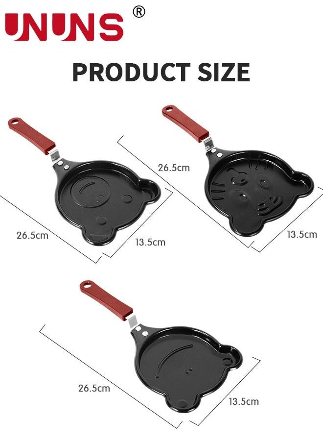UNUNS - Mini Crepe Maker With 3 Animals Shape Molds,Mini Pancake Pan,Mini Egg Frying Pan For Kids,Set Of 3 - Image 1