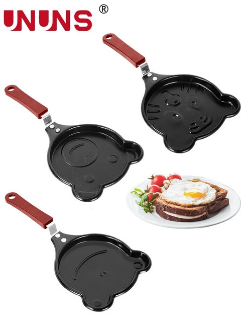 Mini Crepe Maker With 3 Animals Shape Molds,Mini Pancake Pan,Mini Egg Frying Pan For Kids,Set Of 3