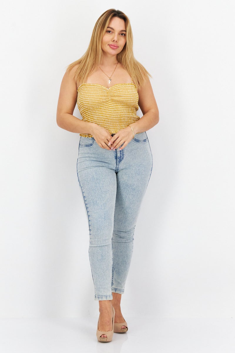 BB Dakota Women Sweetheart Neck Sleeveless Top, Yellow - Image 2