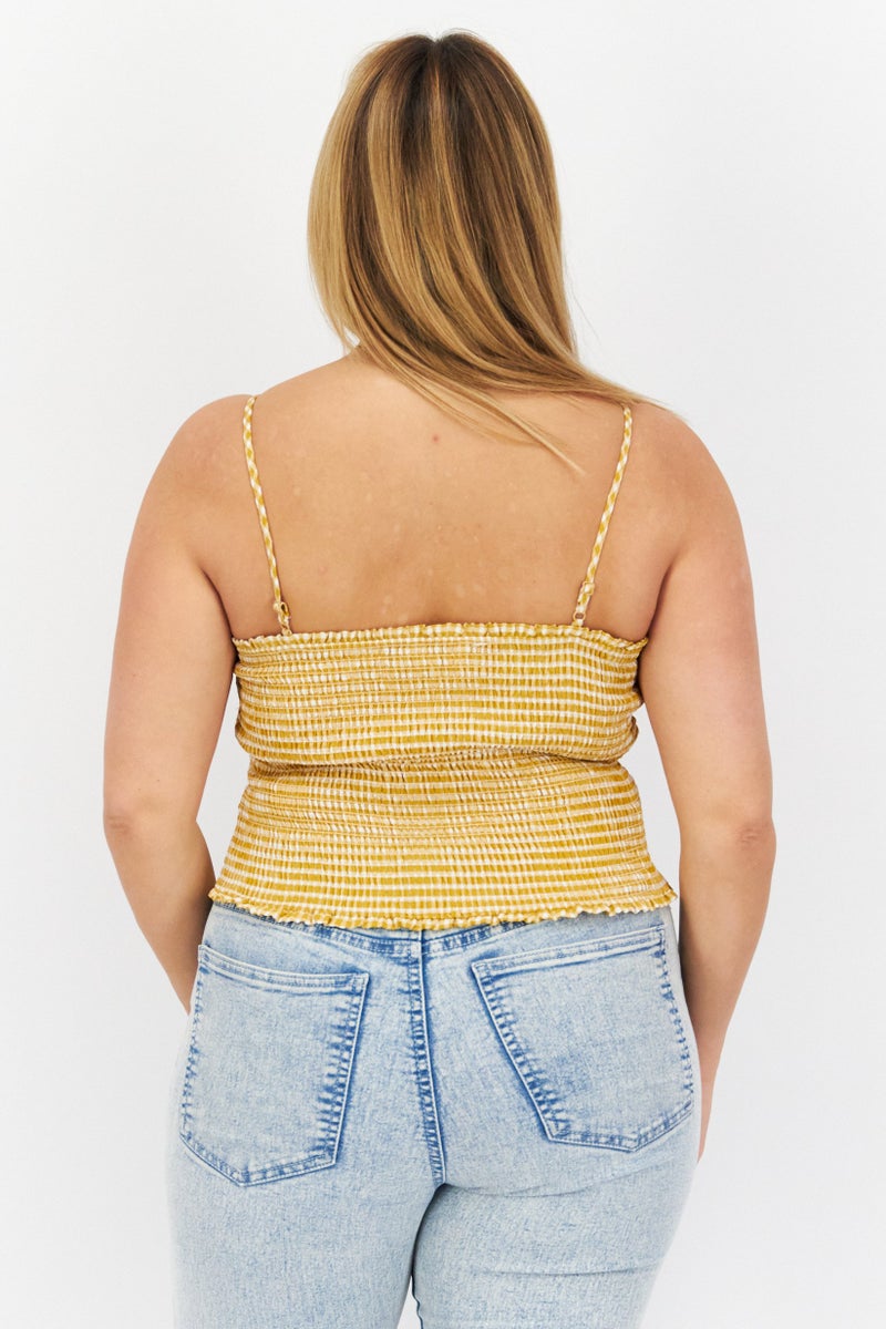 BB Dakota Women Sweetheart Neck Sleeveless Top, Yellow - Image 4