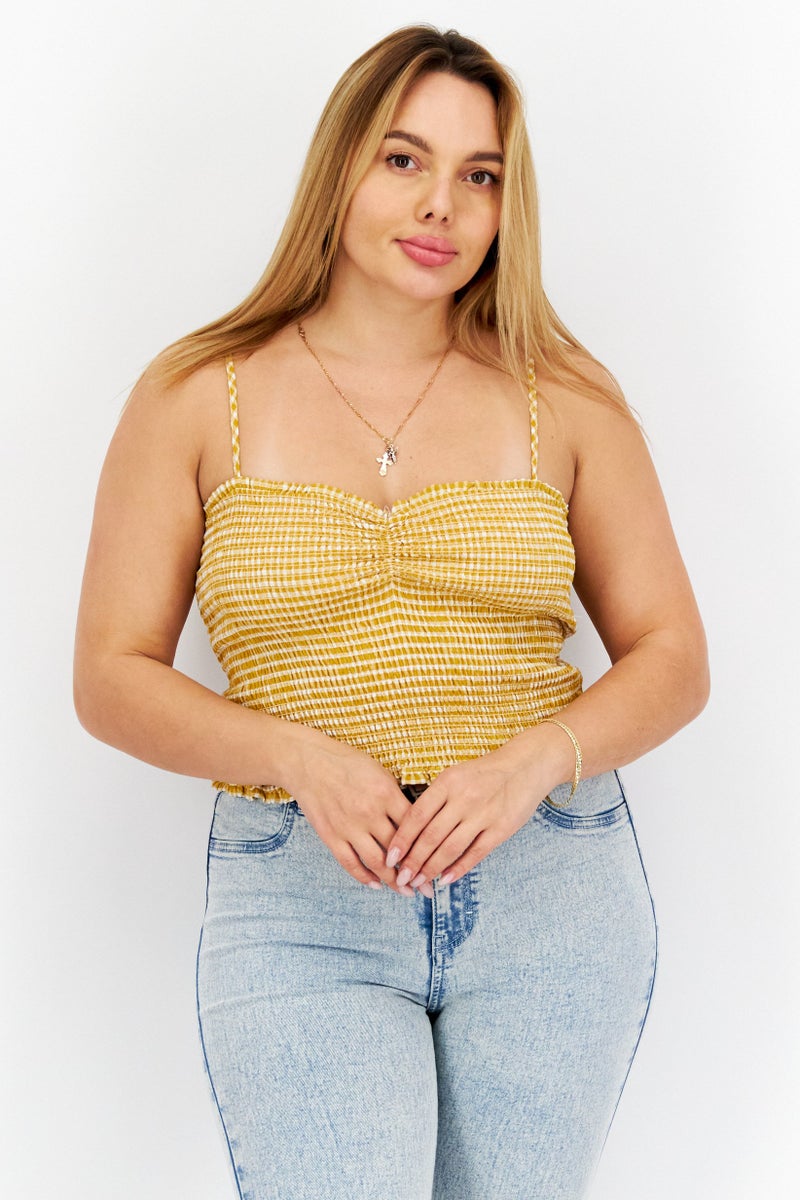 BB Dakota Women Sweetheart Neck Sleeveless Top, Yellow - Image 1