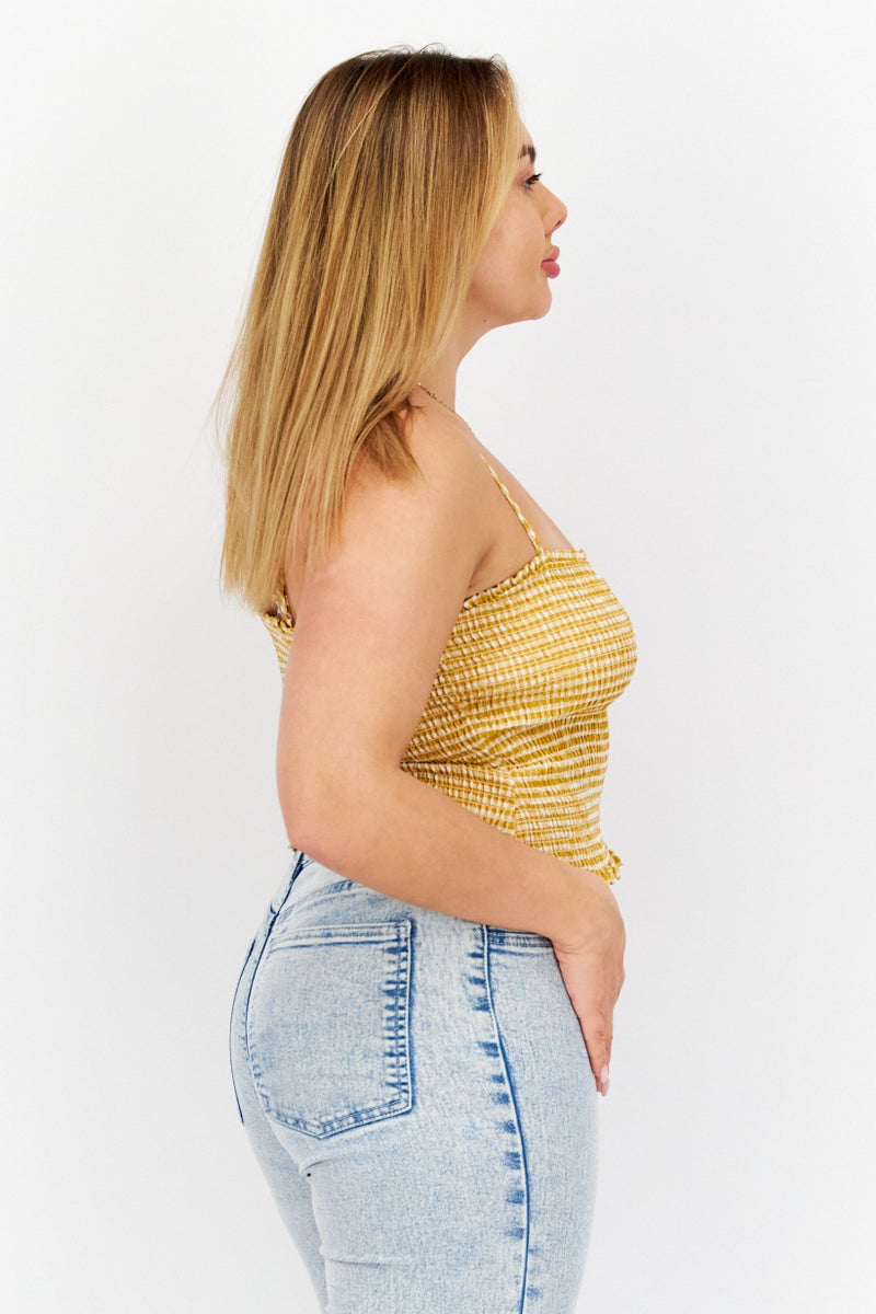 BB Dakota Women Sweetheart Neck Sleeveless Top, Yellow - Image 3