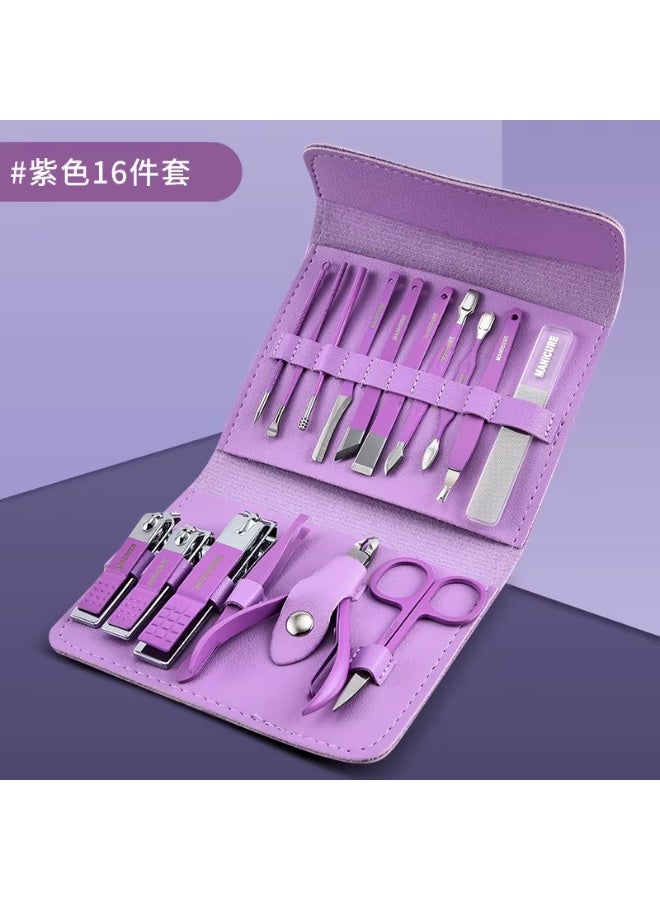 High Quality Nail Clipper Set Professional Portable Remover Cutter Nipper Clipper Kits Beauty Manicure Set Random Color 16PCS - Image 2