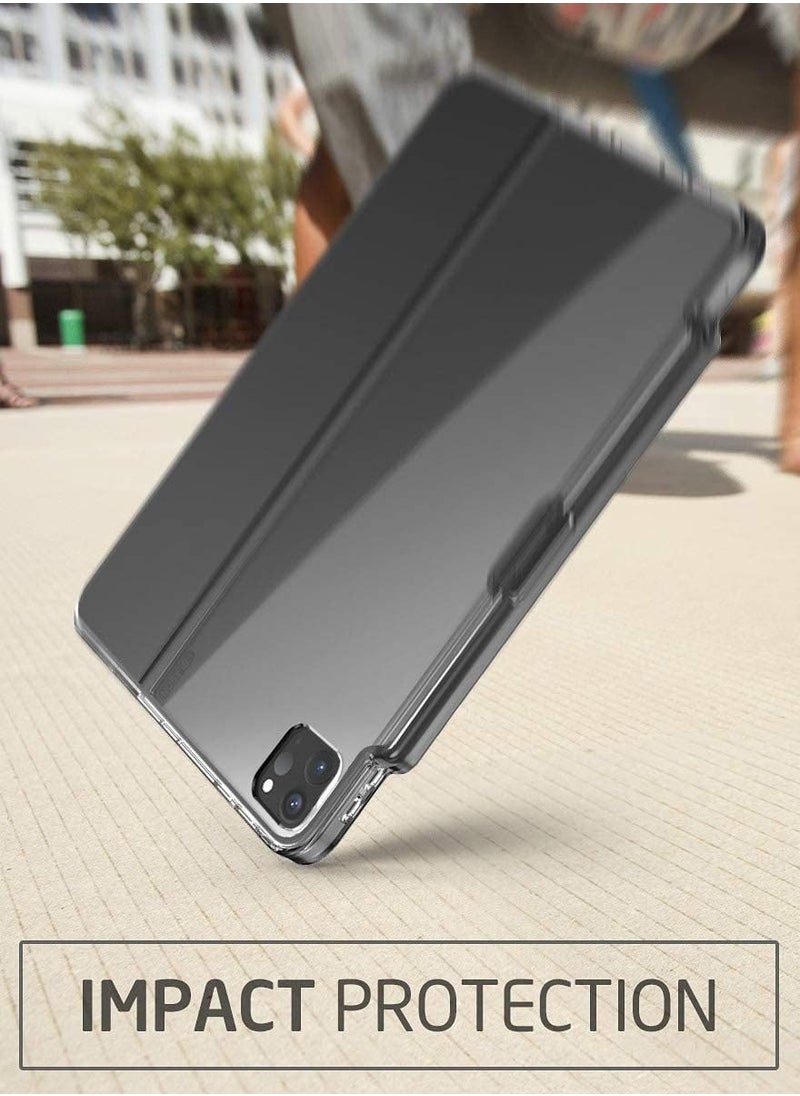 Halo Series Case for New iPad Pro 12.9 Inch (2021/2020/2018 Release), [ONLY for Use with Smart Keyboard Folio & Official Smart Folio] Clear Protective Case with Pencil Holder (Black)