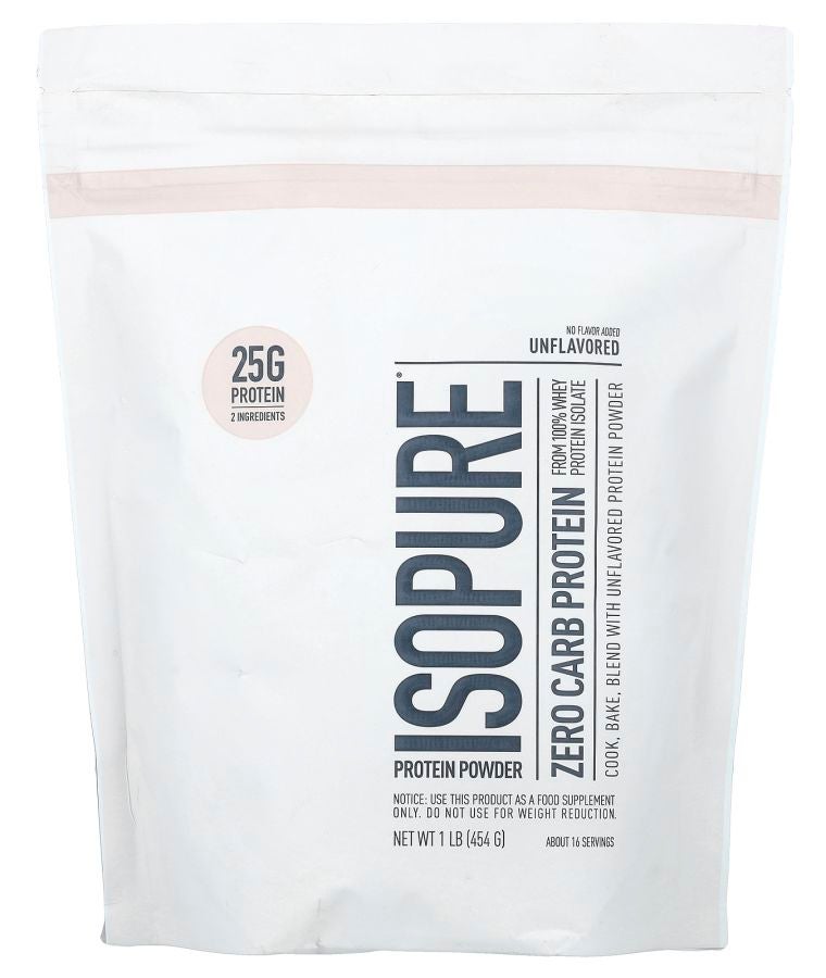 Isopure مسحوق بروتين خالي من الكربوهيدرات بدون نكهة 1 رطل (454 جرام)