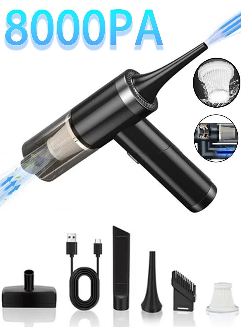 تشانجلي 2 في 1 منفاخ هواء / مكنسة كهربائية صغيرة 4000mAh 120W 8000pa شفط، منفاخ هواء مضغوط قابل للطي مكنسة كهربائية محمولة قابلة لإعادة الشحن منظف لوحة مفاتيح لاسلكي منفاخ هواء مكنسة كهربائية للسيارة للكمبيوتر/السيارة/المنزل - Image 1