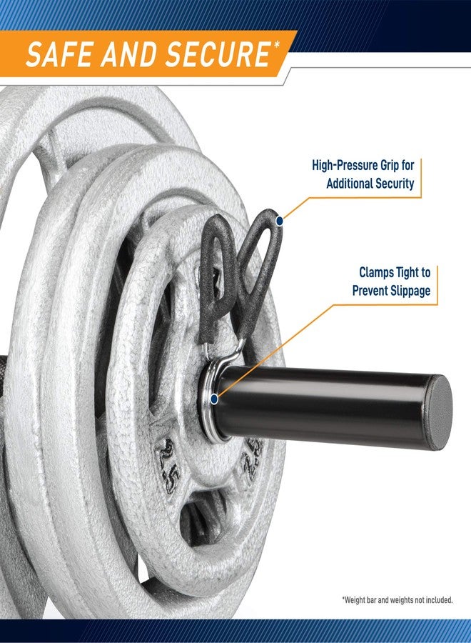 Marcy Weightlifting Accessory Spring Clip Collars for 1-inch Standard Size Weight Barbell Curl Bar and Dumbbell Handles (Sold in Pair) RBC-2, silver, 1 inch - Image 4